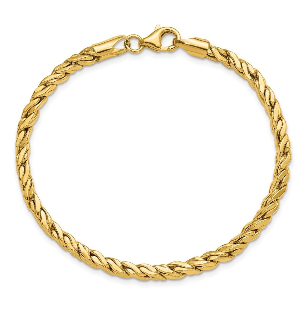 14k Yellow Gold Polished Square Twisted Link Bracelet