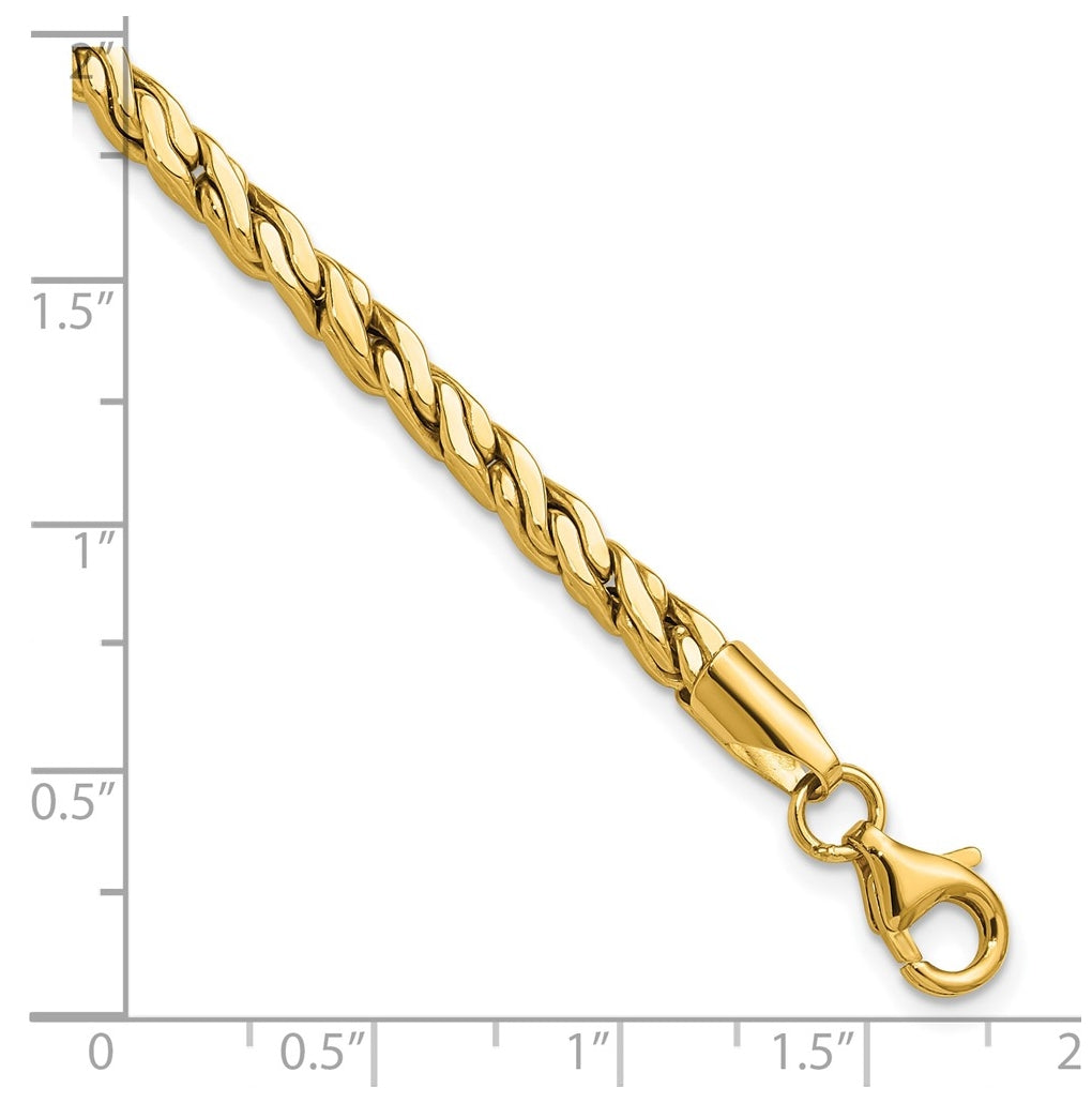 14k Yellow Gold Polished Square Twisted Link Bracelet
