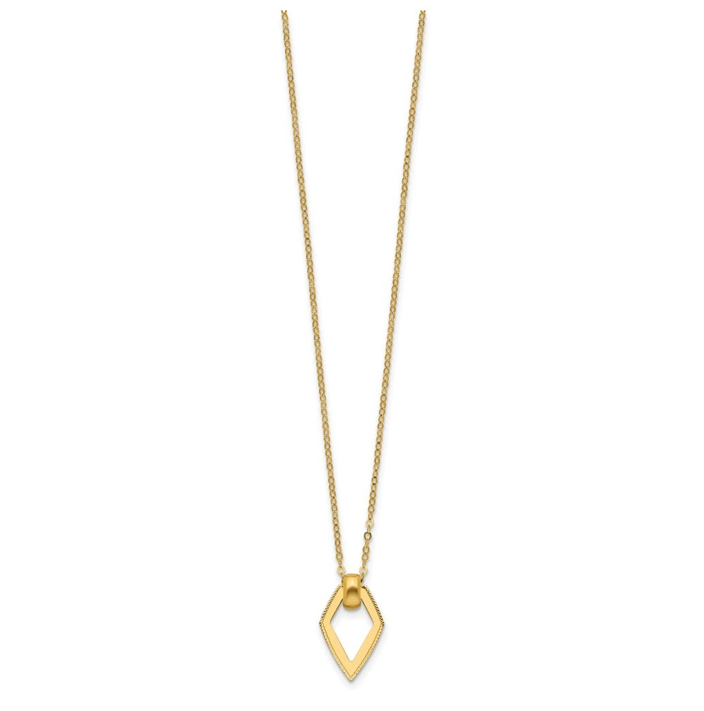 14k Yellow Gold Polished Diamond Shape Pendant w/2in ext. Necklace
