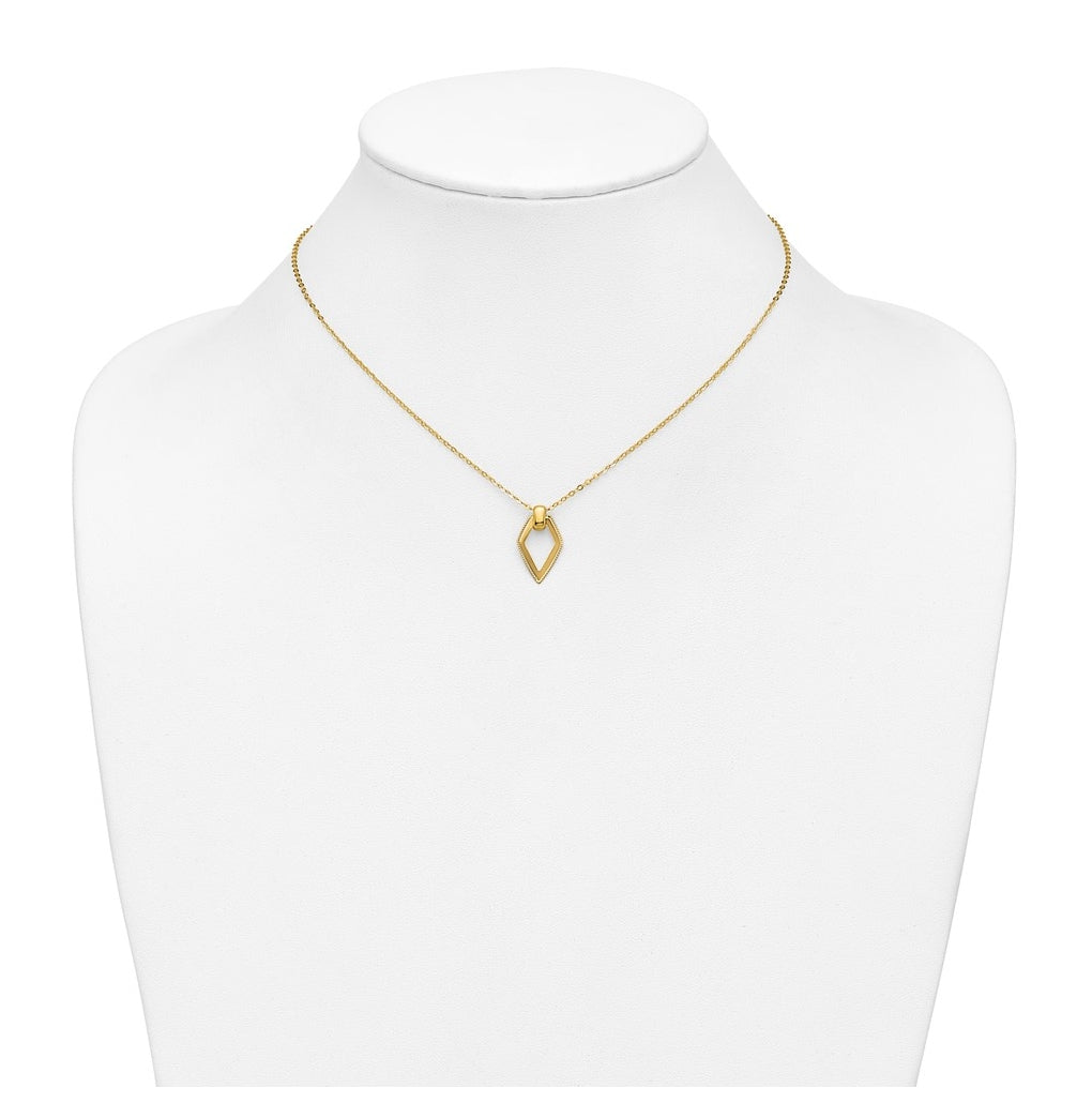 14k Yellow Gold Polished Diamond Shape Pendant w/2in ext. Necklace