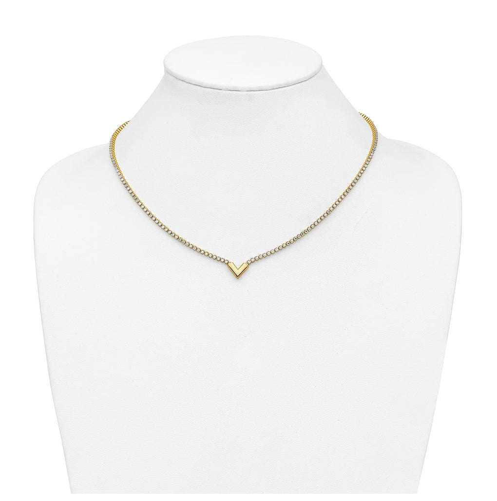 14k Yellow Gold w/RH-plating Polished Fancy 18in Necklace