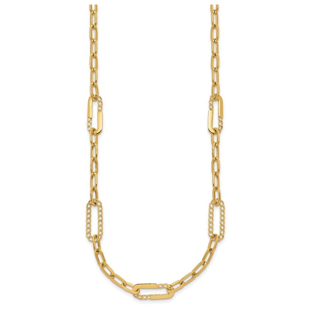 14k Yellow Gold Polished Fancy Paperclip Necklace