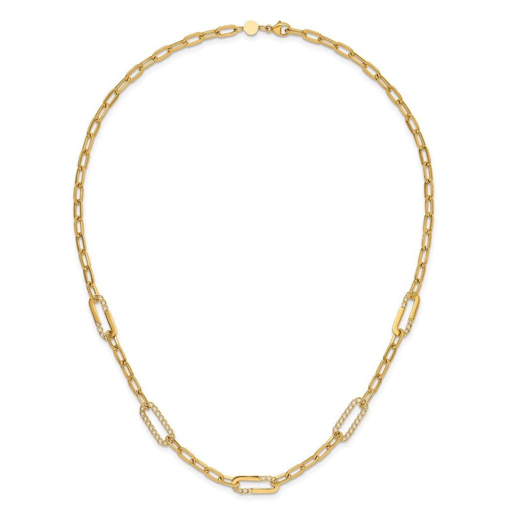 14k Yellow Gold Polished Fancy Paperclip Necklace
