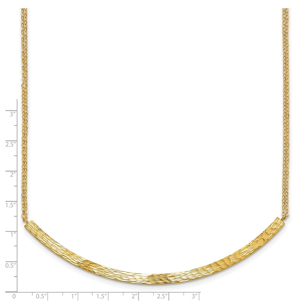 14k Yellow Gold Polished and Diamond-cut Bar Double Chain w/2in ext. Necklace