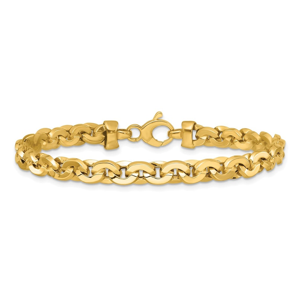 14k Yellow Gold Polished Fancy Round Link Bracelet