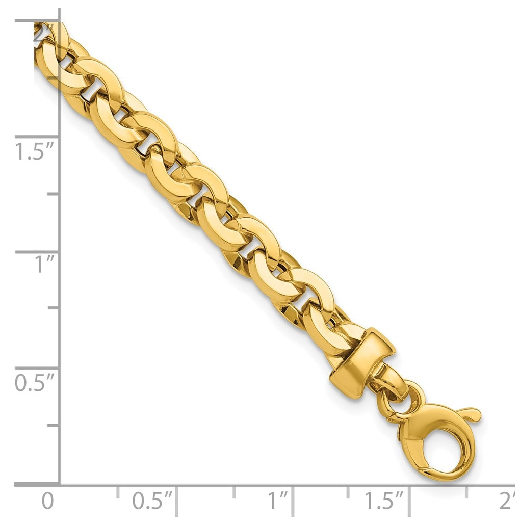 14k Yellow Gold Polished Fancy Round Link Bracelet