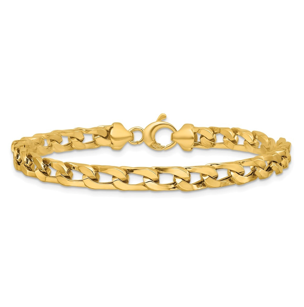 14k Yellow Gold Polished Fancy Long Curb Link Bracelet