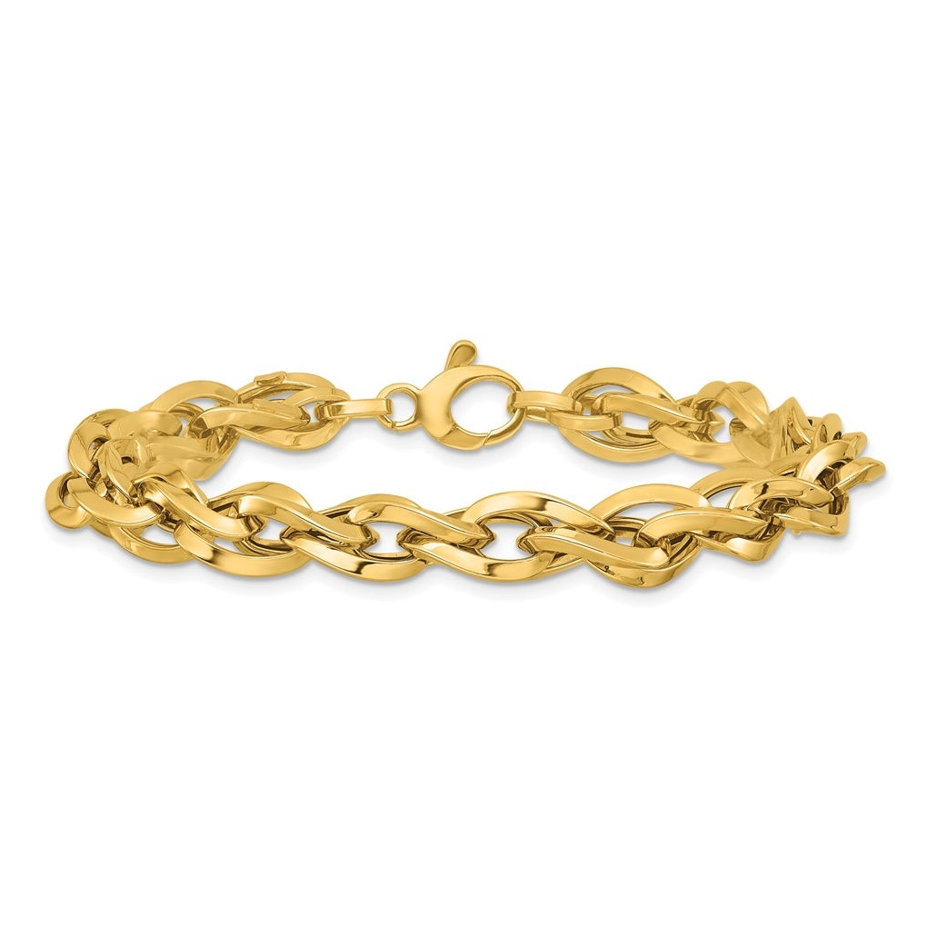 14k Yellow Gold Polished Fancy Twisted Link Bracelet