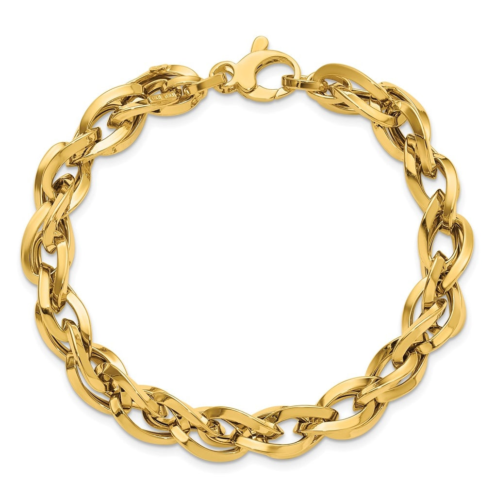 14k Yellow Gold Polished Fancy Twisted Link Bracelet