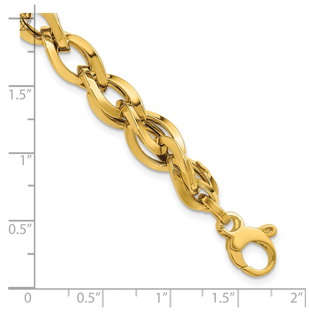 14k Yellow Gold Polished Fancy Twisted Link Bracelet