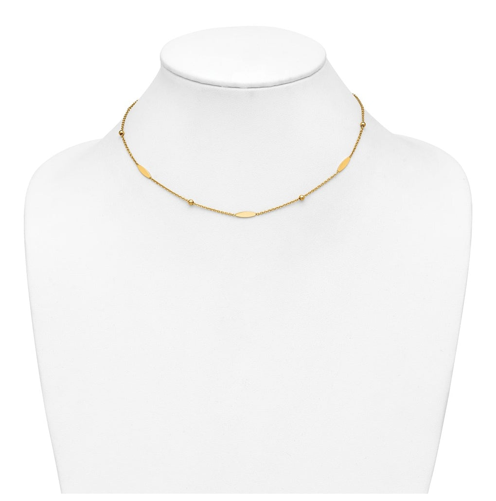 14k Yellow Gold Polished Oval Disk Station w/2in ext. Necklace