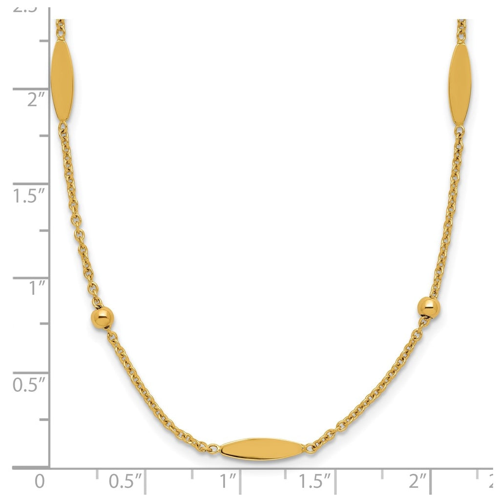 14k Yellow Gold Polished Oval Disk Station w/2in ext. Necklace