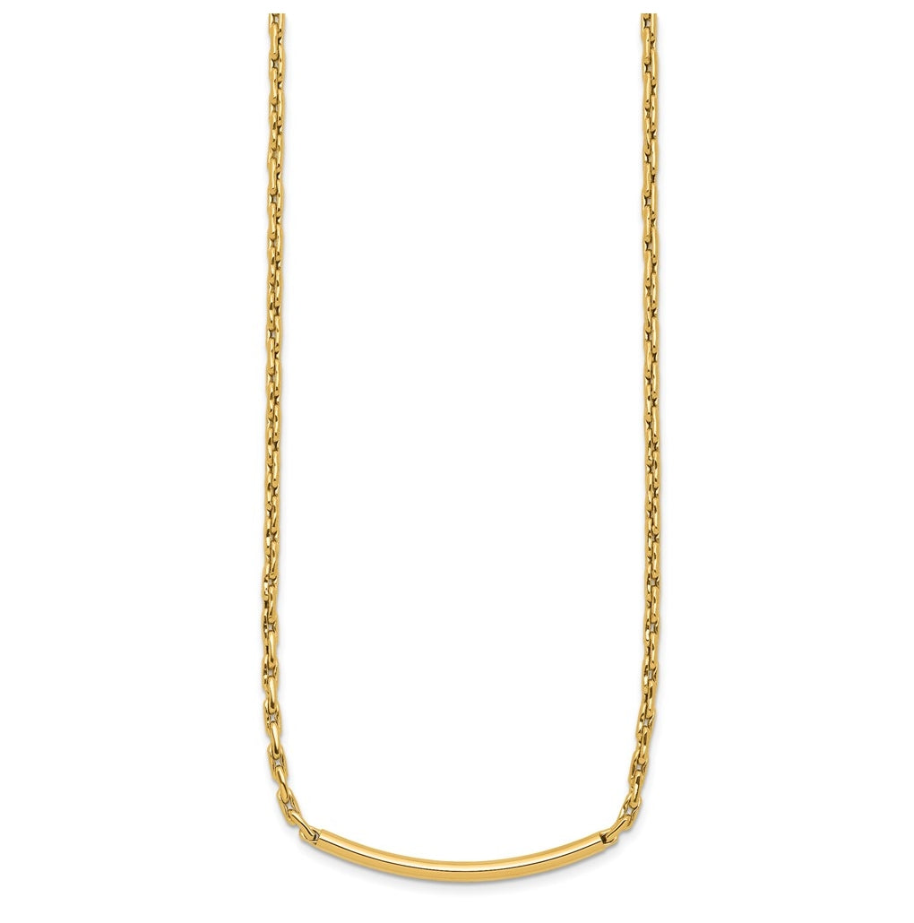 14k Yellow Gold Polished Fancy Link Bar w/.5in ext. Necklace