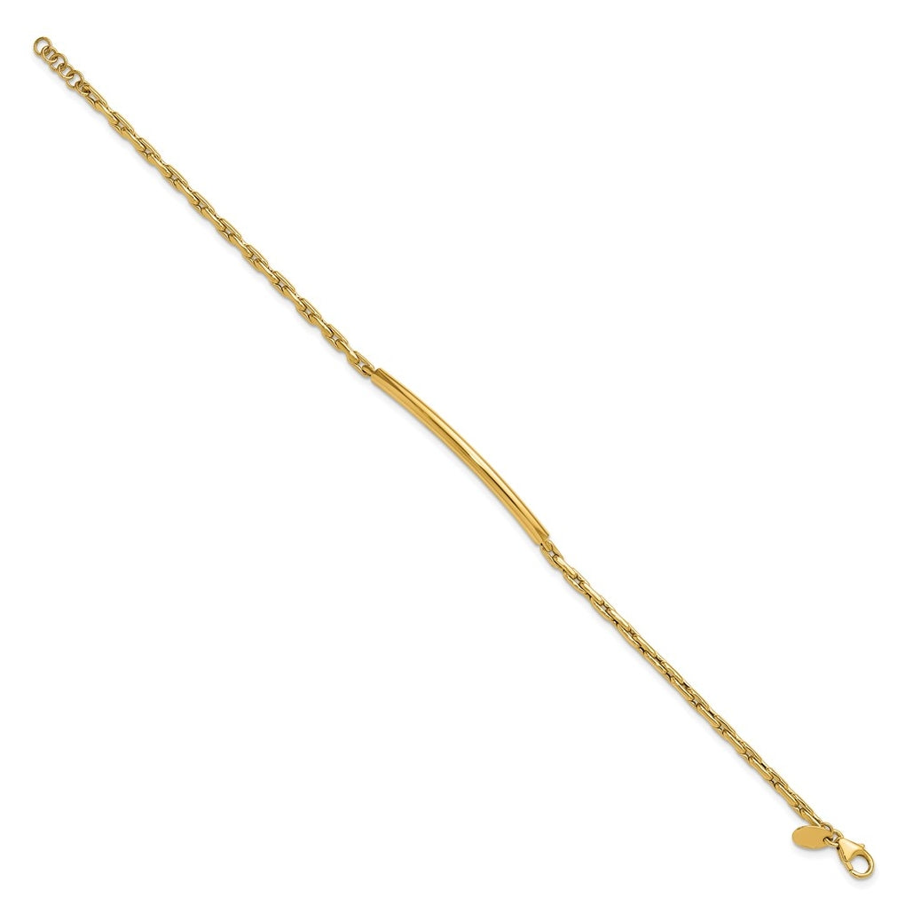 14k Yellow Gold Polished Fancy Link Bar w/.5in ext. Bracelet