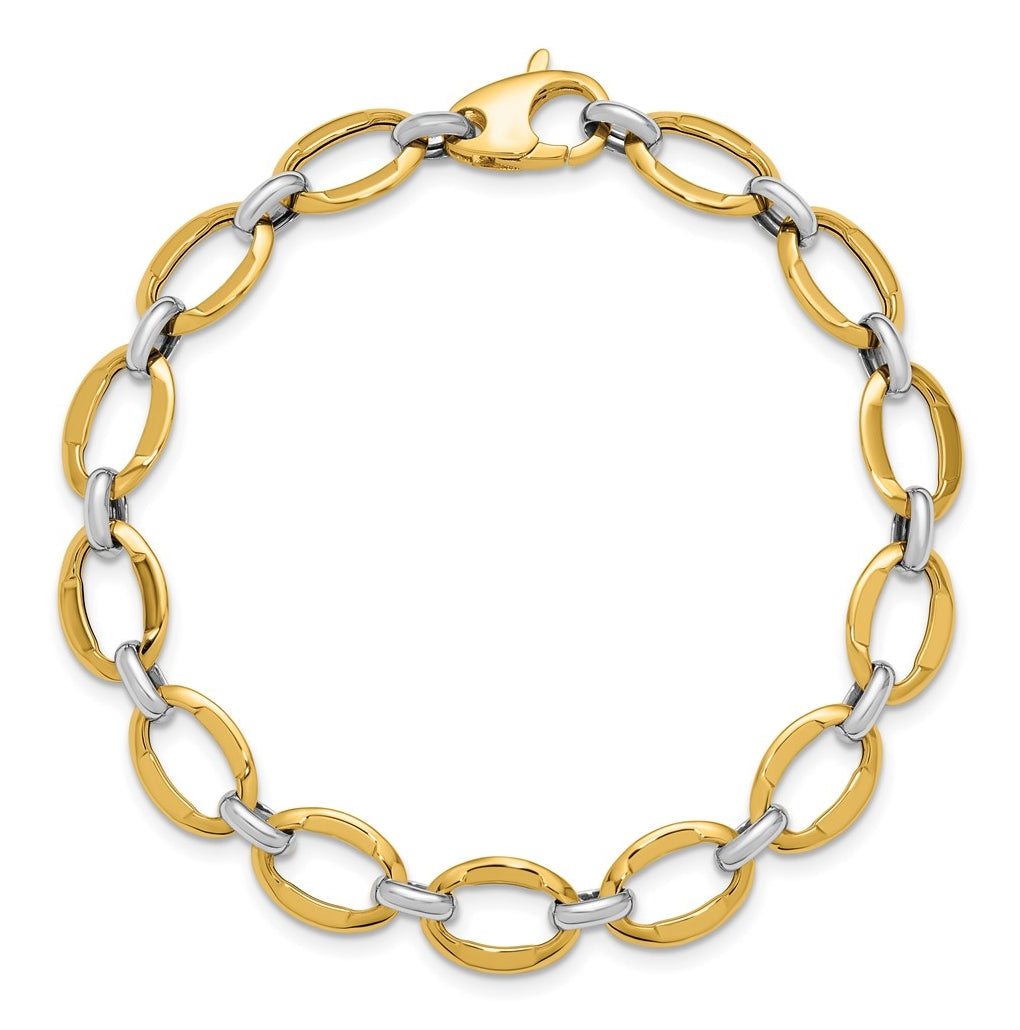 14K Two-Tone Polished Fancy Link Bracelet