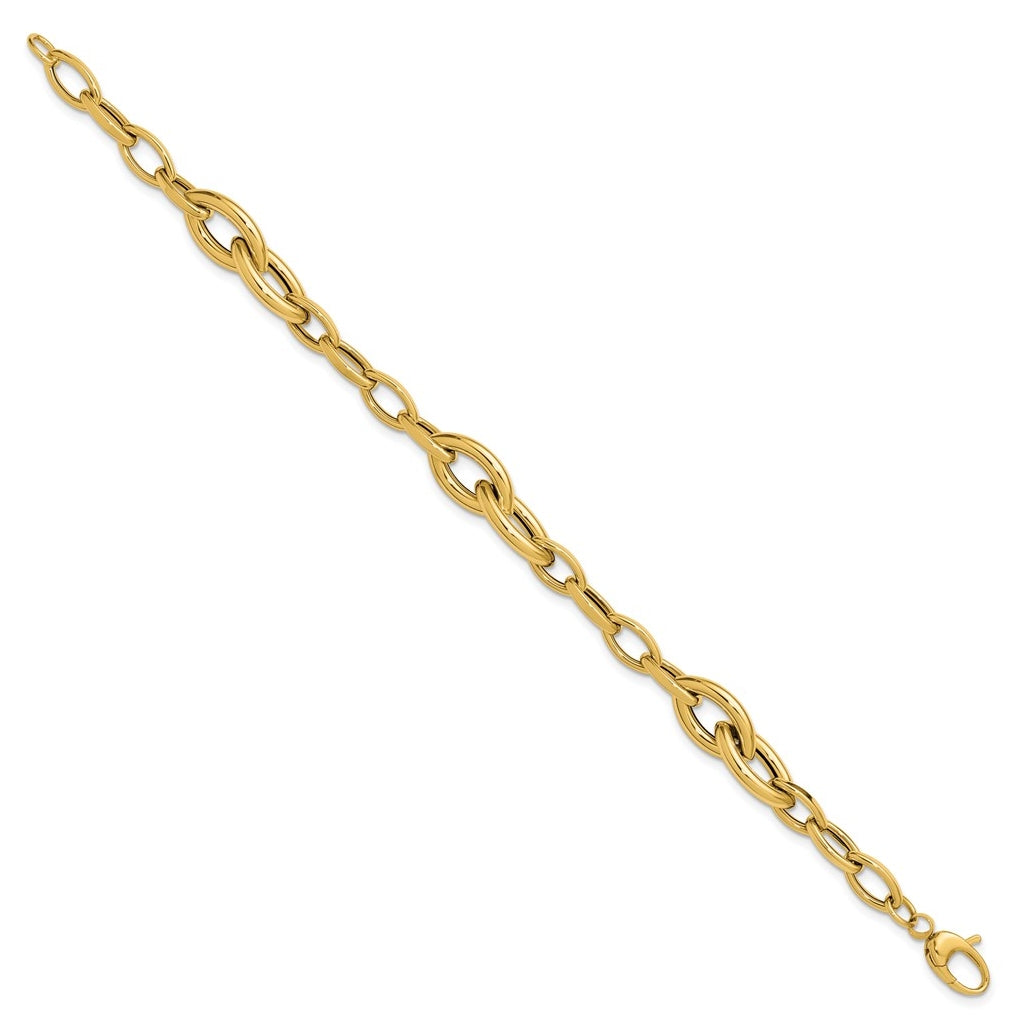 14k Yellow Gold Polished Fancy Link Bracelet