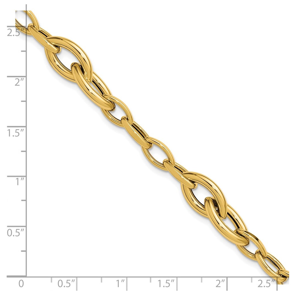 14k Yellow Gold Polished Fancy Link Bracelet