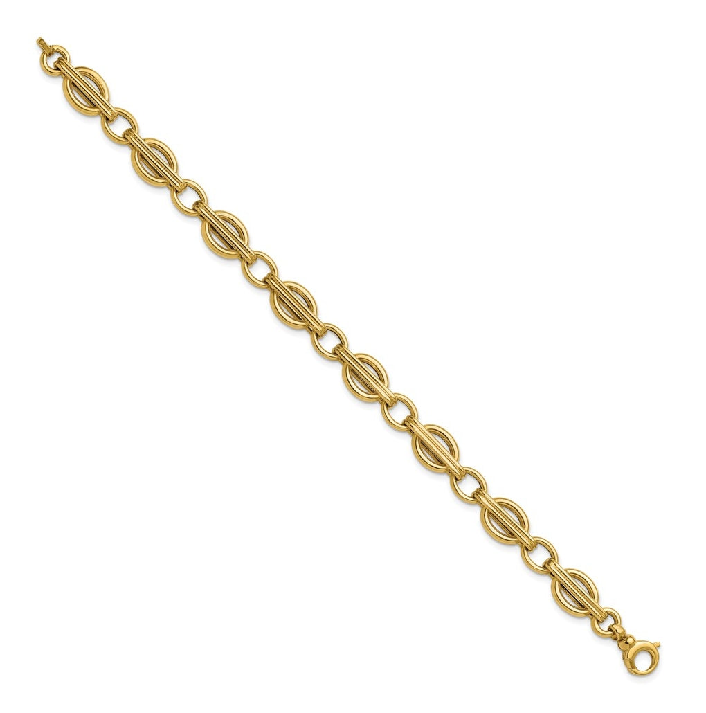 14k Yellow Gold Polished Fancy Link Bracelet