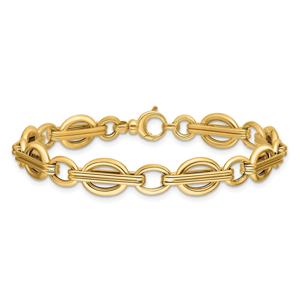 14k Yellow Gold Polished Fancy Link Bracelet