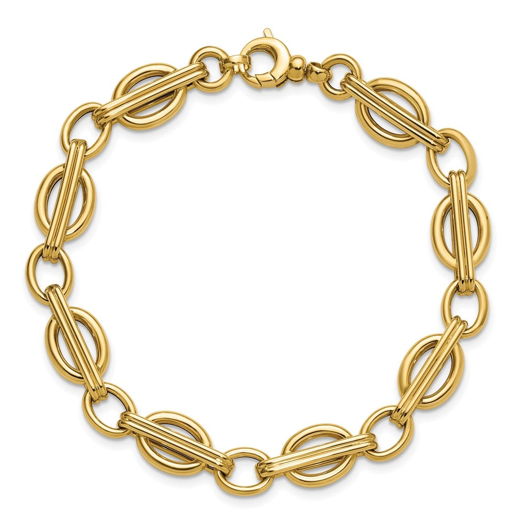 14k Yellow Gold Polished Fancy Link Bracelet
