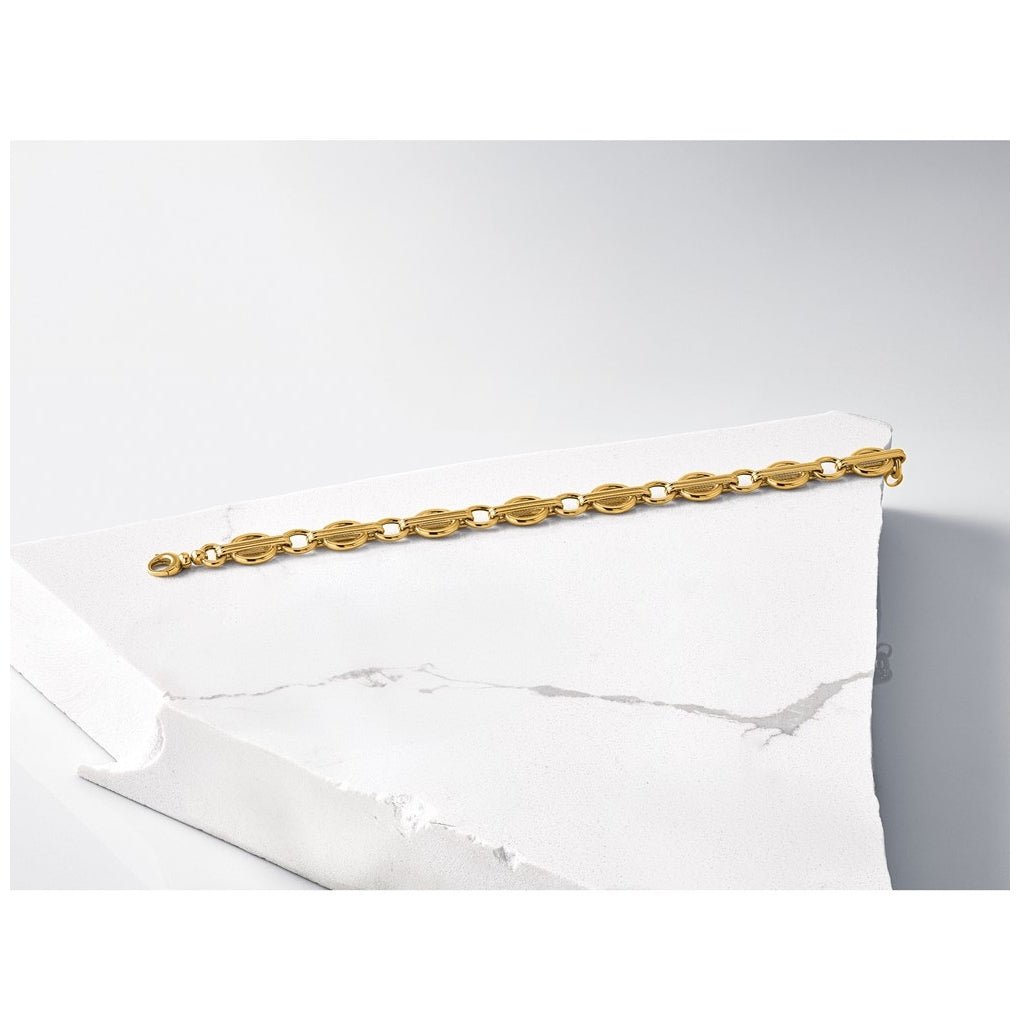 14k Yellow Gold Polished Fancy Link Bracelet