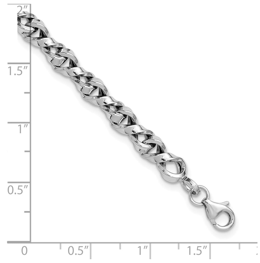 14K White Gold Fancy Twisted Link Bracelet