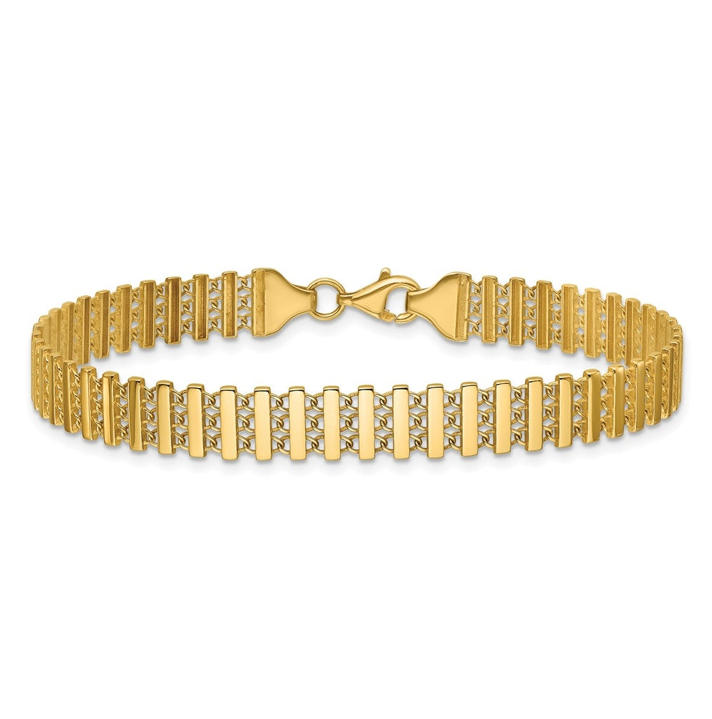 14k Yellow Gold Polished Fancy Link Bracelet