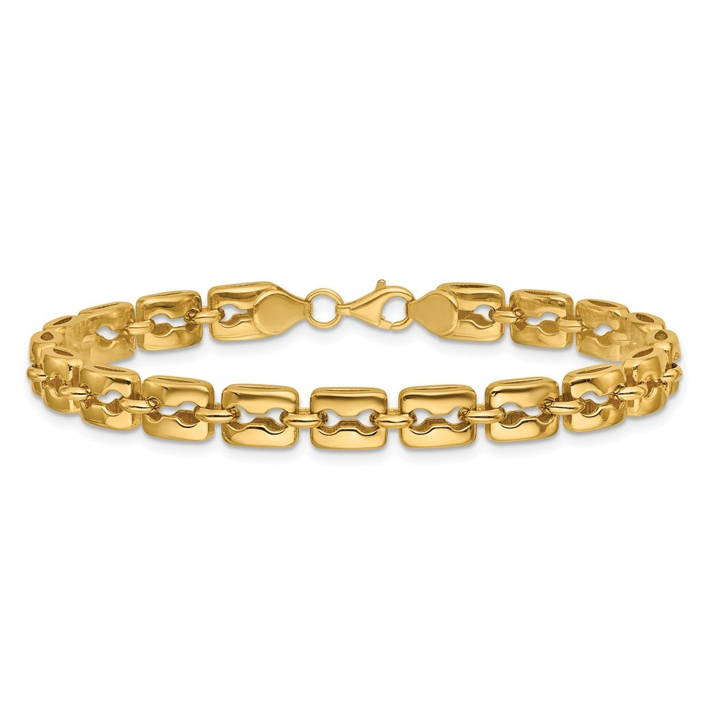 14k Yellow Gold Polished Fancy Link Bracelet