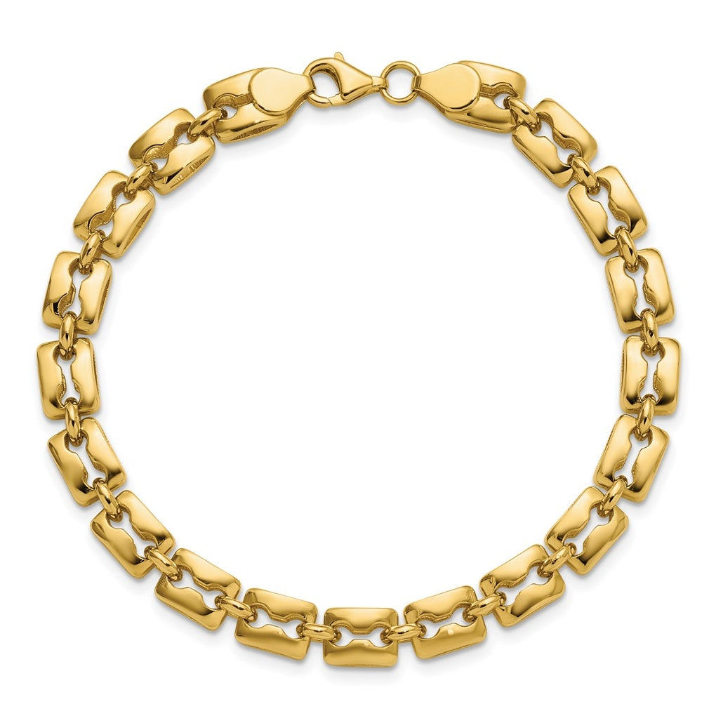 14k Yellow Gold Polished Fancy Link Bracelet