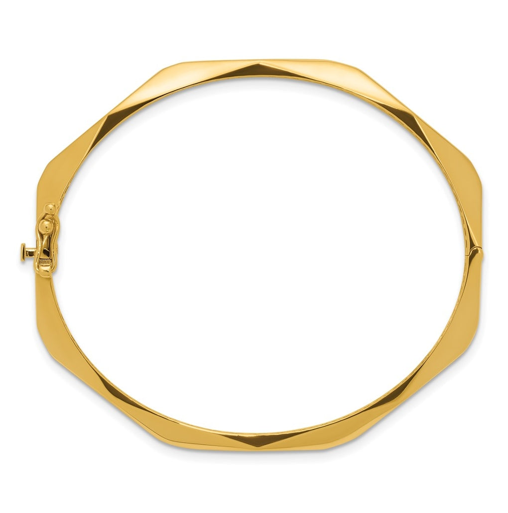 14k Yellow Gold Polished Fancy Hinged Bangle