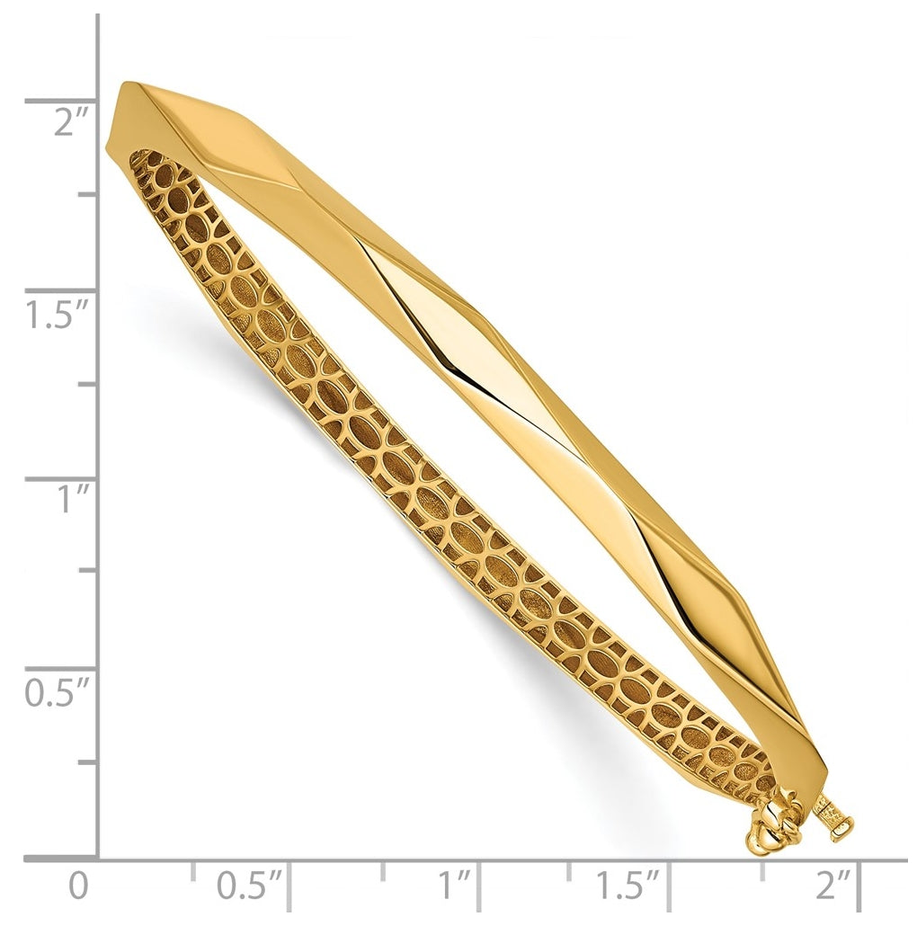 14k Yellow Gold Polished Fancy Hinged Bangle