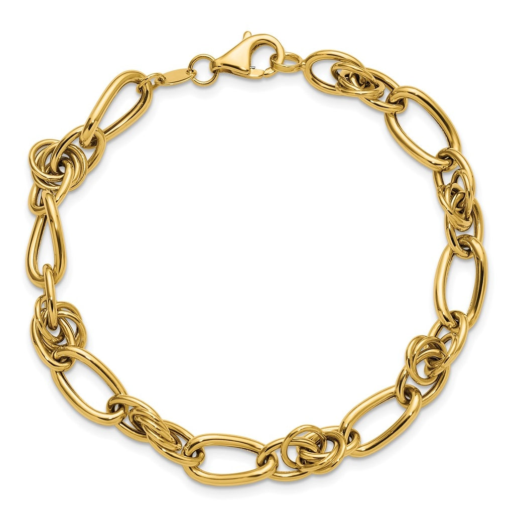 14k Yellow Gold Polished Fancy Link Bracelet