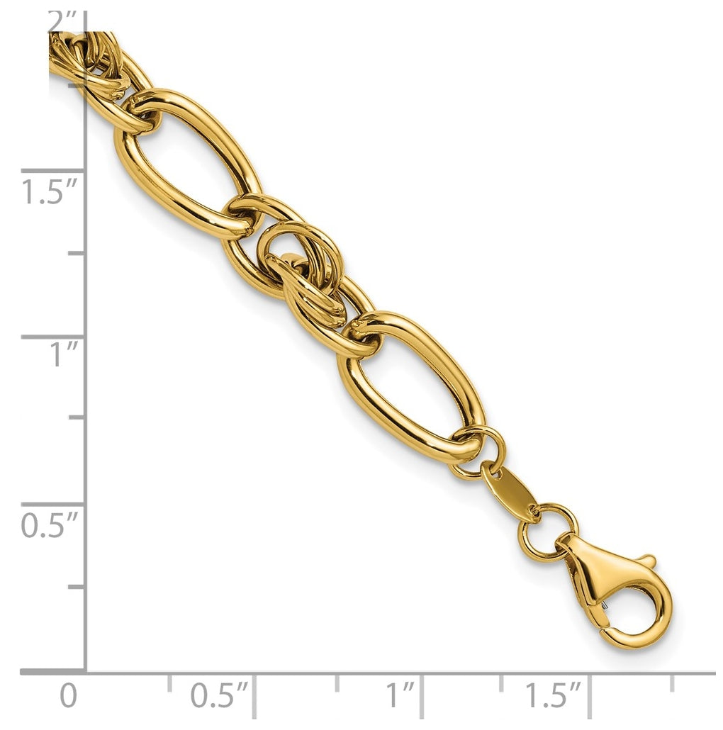 14k Yellow Gold Polished Fancy Link Bracelet