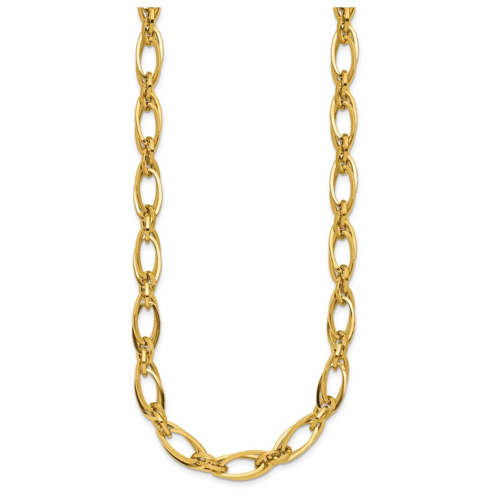 14k Yellow Gold Polished Fancy Oval Link Necklace