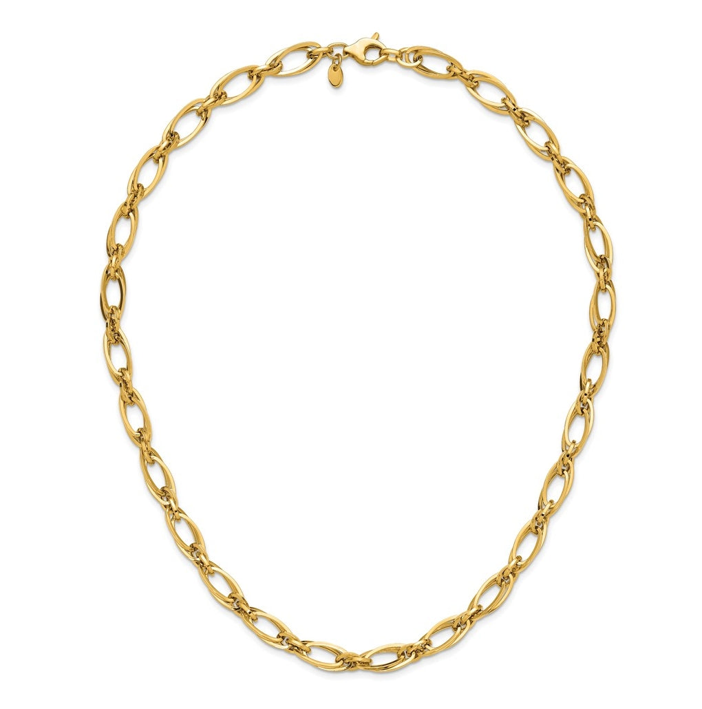 14k Yellow Gold Polished Fancy Oval Link Necklace