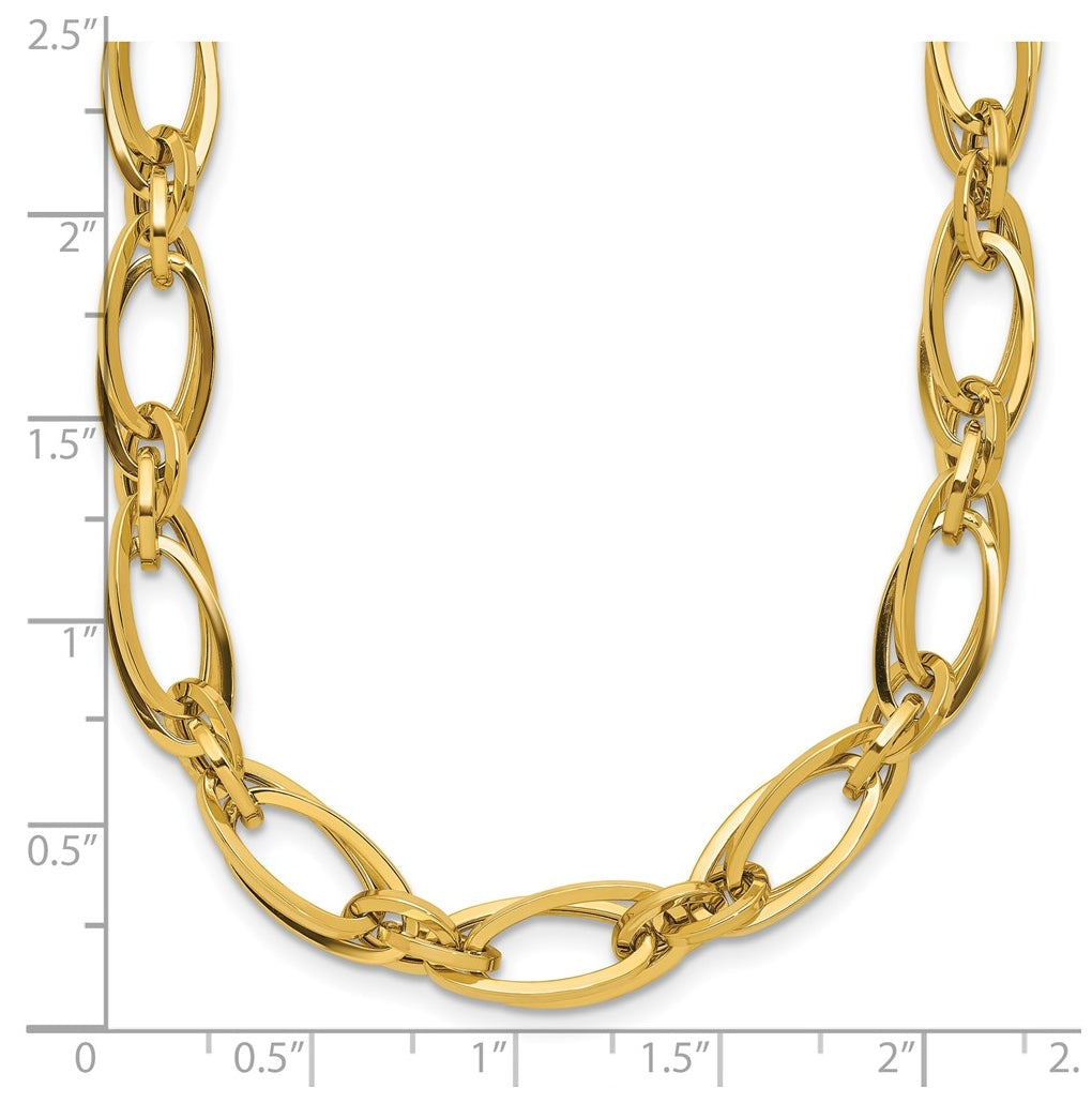 14k Yellow Gold Polished Fancy Oval Link Necklace