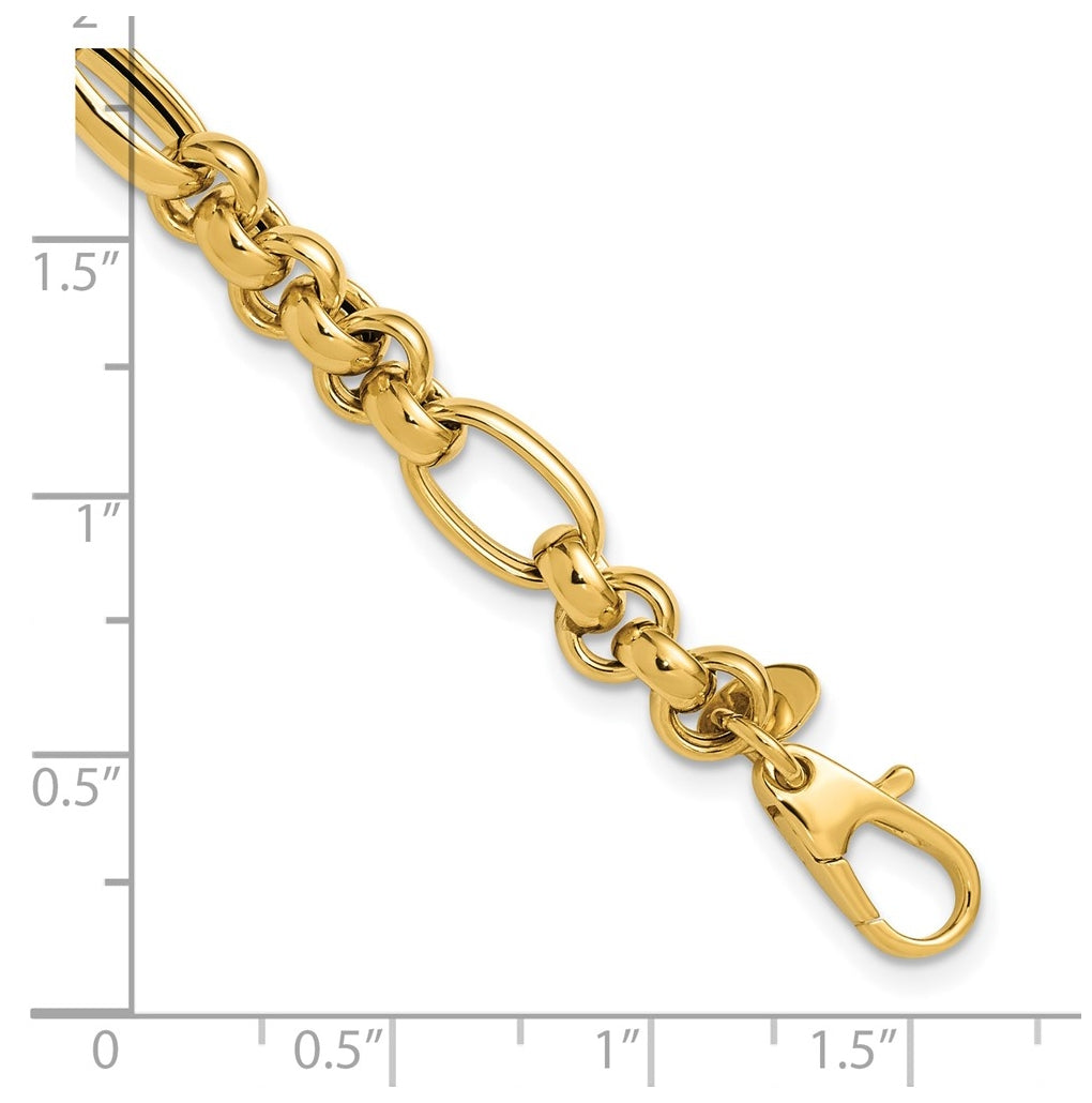 14k Yellow Gold Polished Fancy Link Bracelet