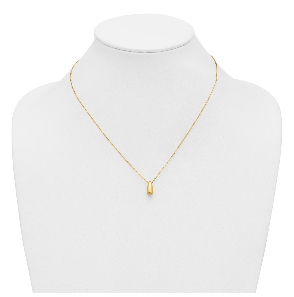 14k Yellow Gold Polished Teardrop Necklace