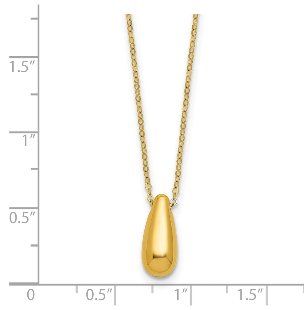 14k Yellow Gold Polished Teardrop Necklace