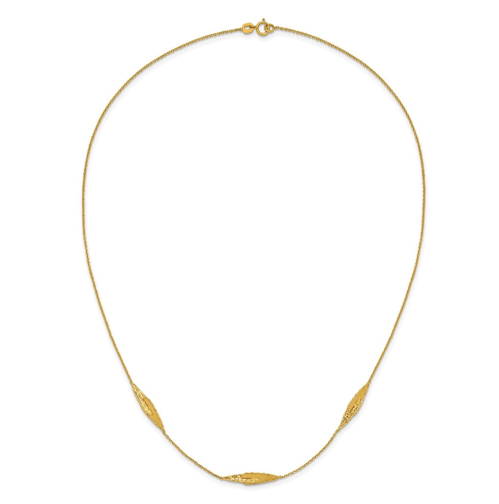 14k Yellow Gold Polished and Diamond-cut Fancy Station Necklace