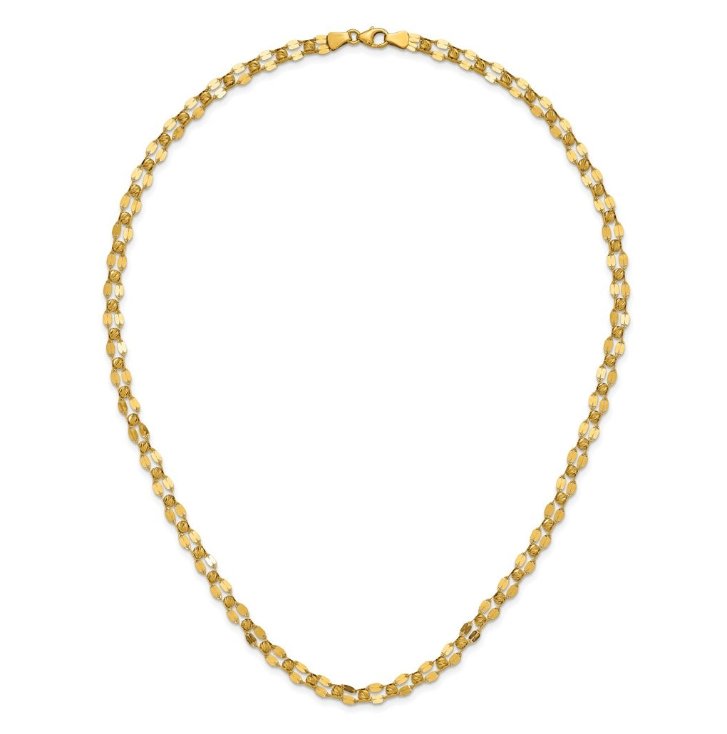 14k Yellow Gold Polished and Diamond-cut Beaded Fancy Necklace