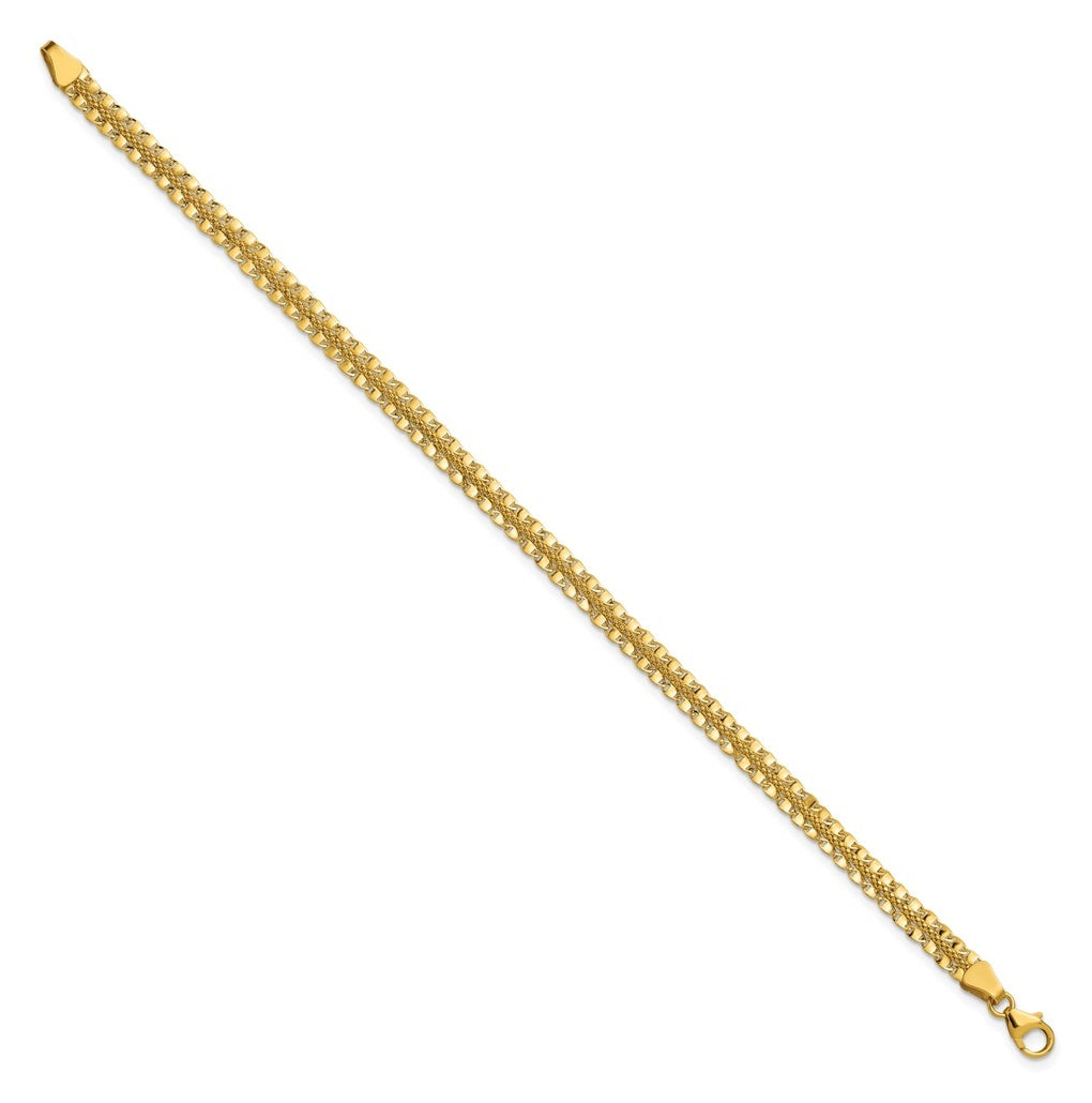 14k Yellow Gold Polished and Textured Fancy Bracelet
