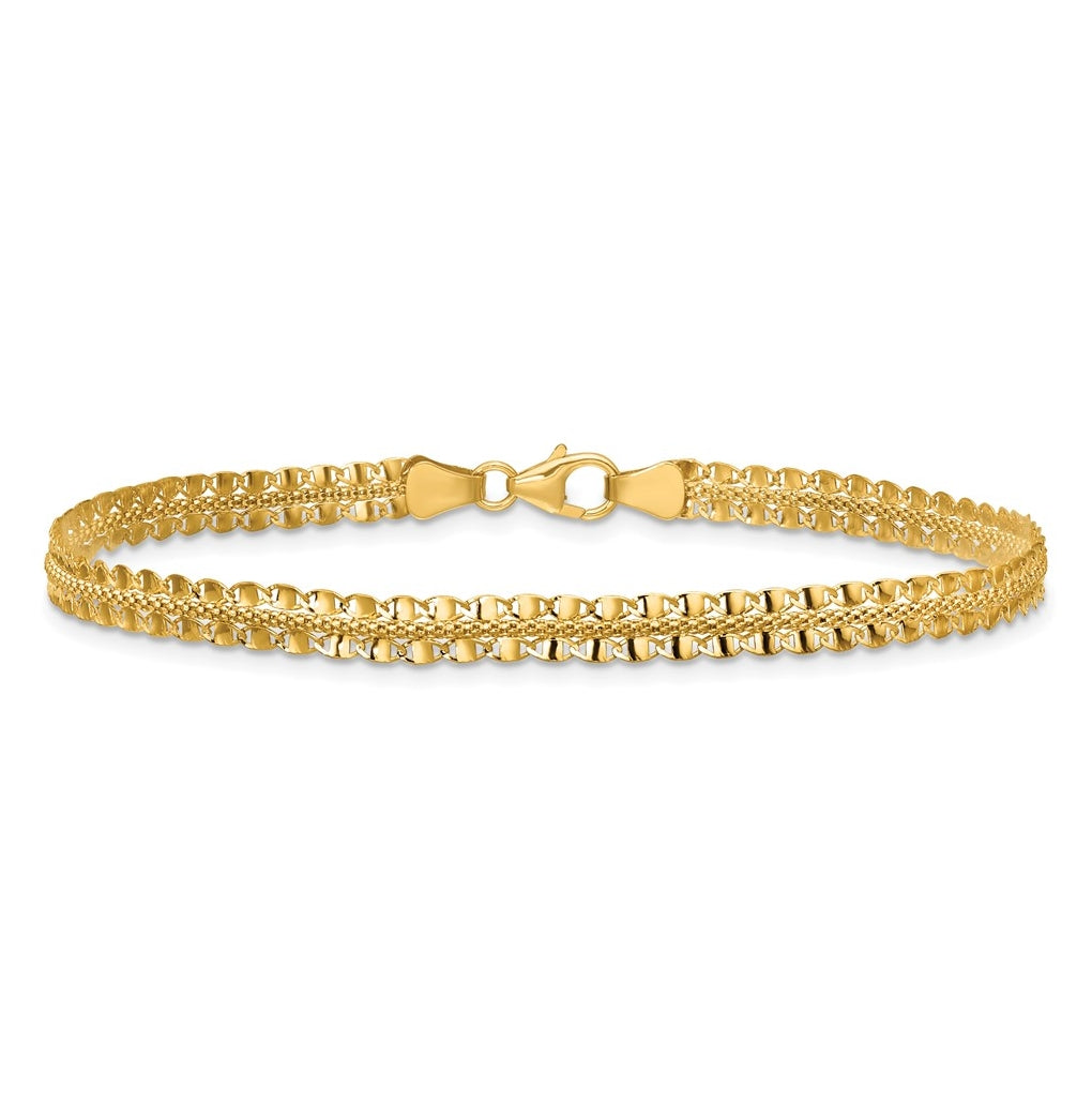 14k Yellow Gold Polished and Textured Fancy Bracelet