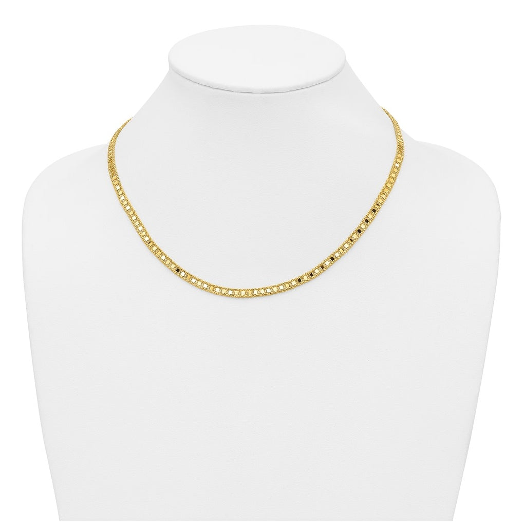 14k Yellow Gold Polished and Textured Fancy Necklace
