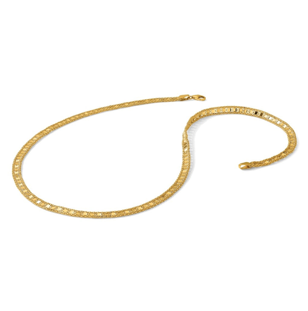 14k Yellow Gold Polished and Textured Fancy Necklace