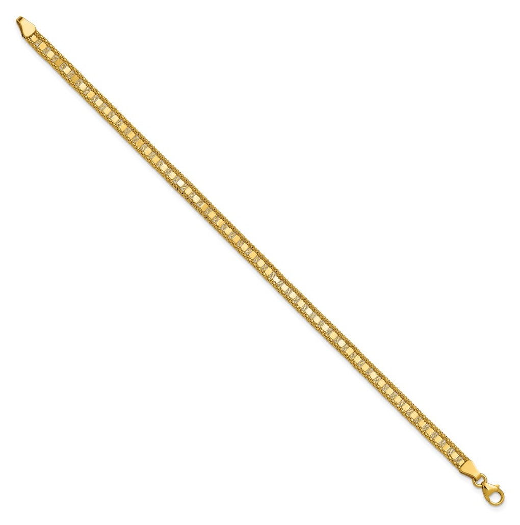 14k Yellow Gold Polished and Textured Fancy Bracelet