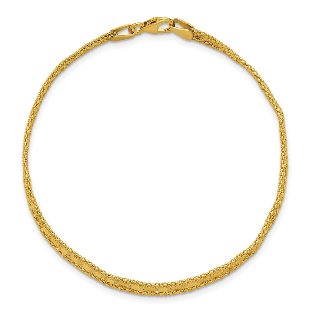 14k Yellow Gold Polished and Textured Fancy Bracelet