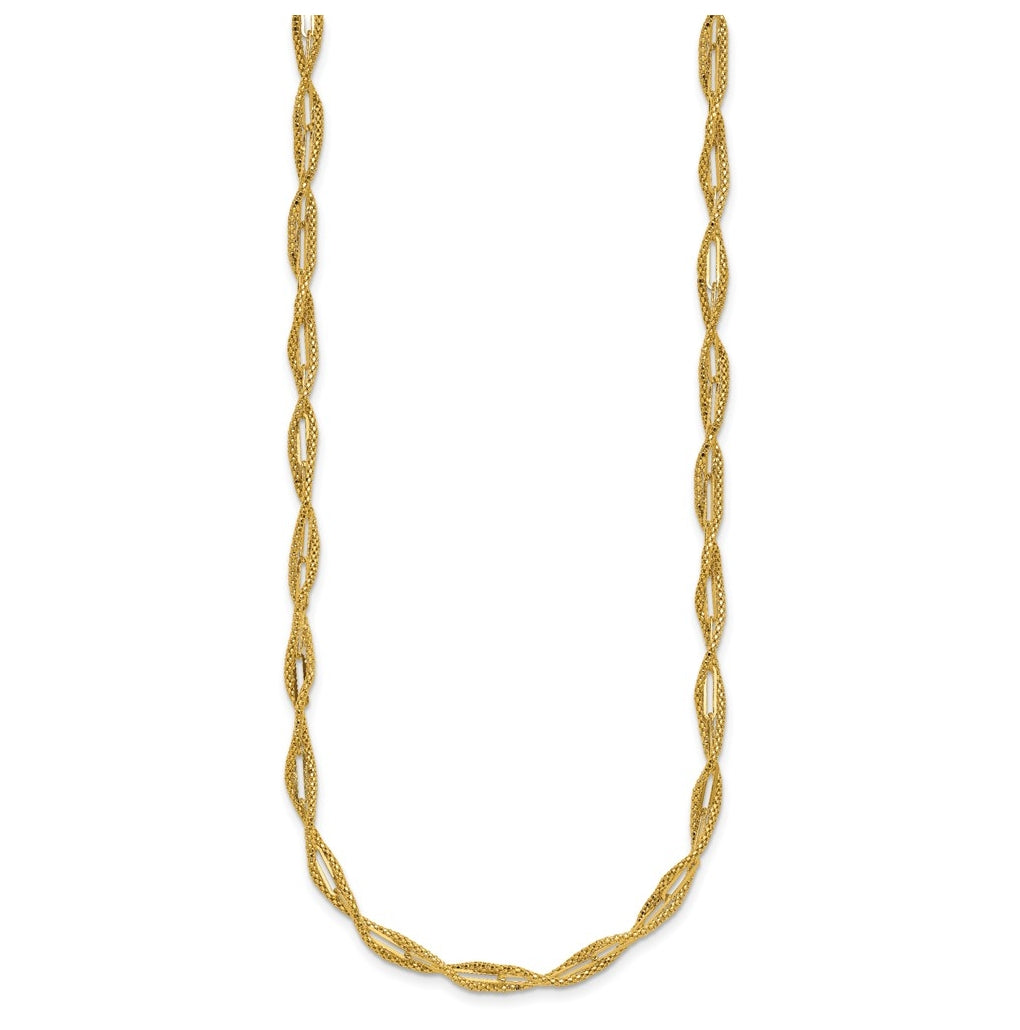 14k Yellow Gold Polished and Textured Twist Necklace
