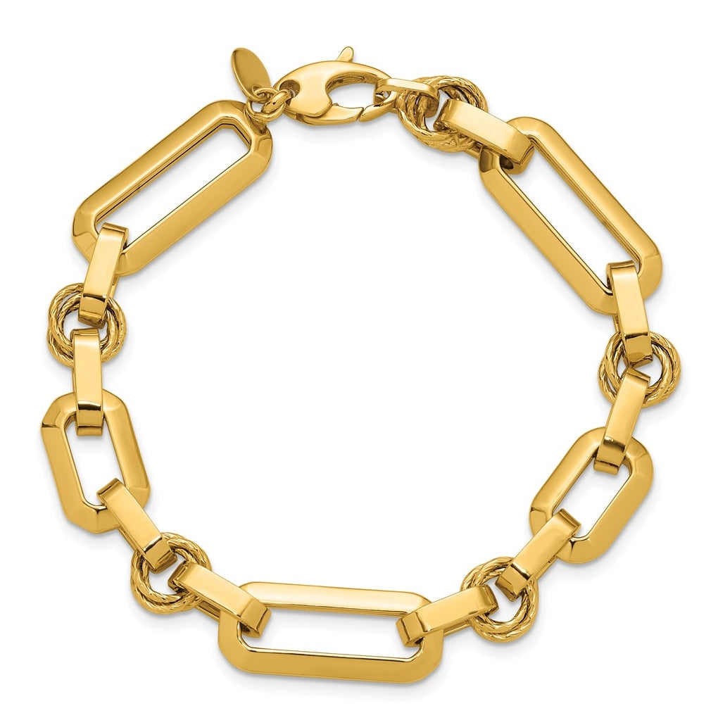 14k Yellow Gold Polished Fancy Link Bracelet