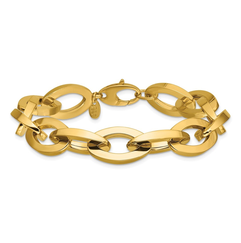14k Yellow Gold Polished Fancy Link Bracelet